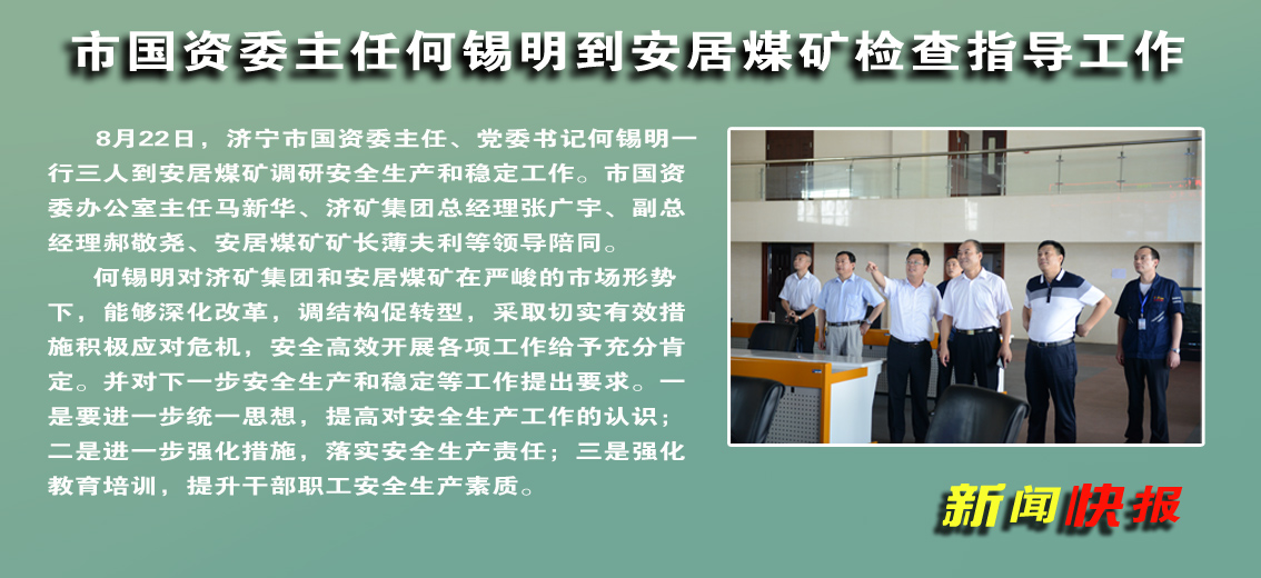 【图文】市国资委主任何锡明到安居煤矿检查指导工作
