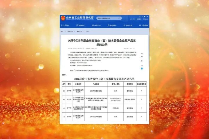 山东融汇集团4项新产品入选省首台（套）技术装备名单
